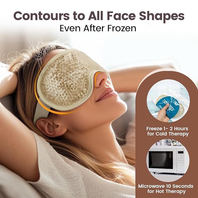 NEWGO Cooling Eye Mask for Puffy Eyes, Cold Eye Mask Eye Ice Pack for After Eyes Surgery, Tension Stress Relief, Itchy Eyes, Headaches, Dark Circles - Champane
