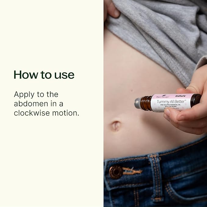 Plant Therapy KidSafe Tummy All Better Essential Oil Blend Pre-Diluted Roll-On 10 mL (1/3 oz) 100% Pure, Therapeutic Grade