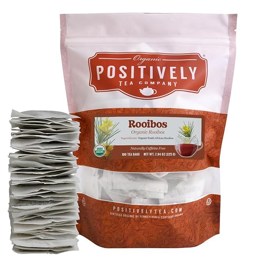 Organic Positively Tea Company, South African Red Rooibos Tea Bags, 100 Count, Eco-Friendly Tea Bags, Non-GMO