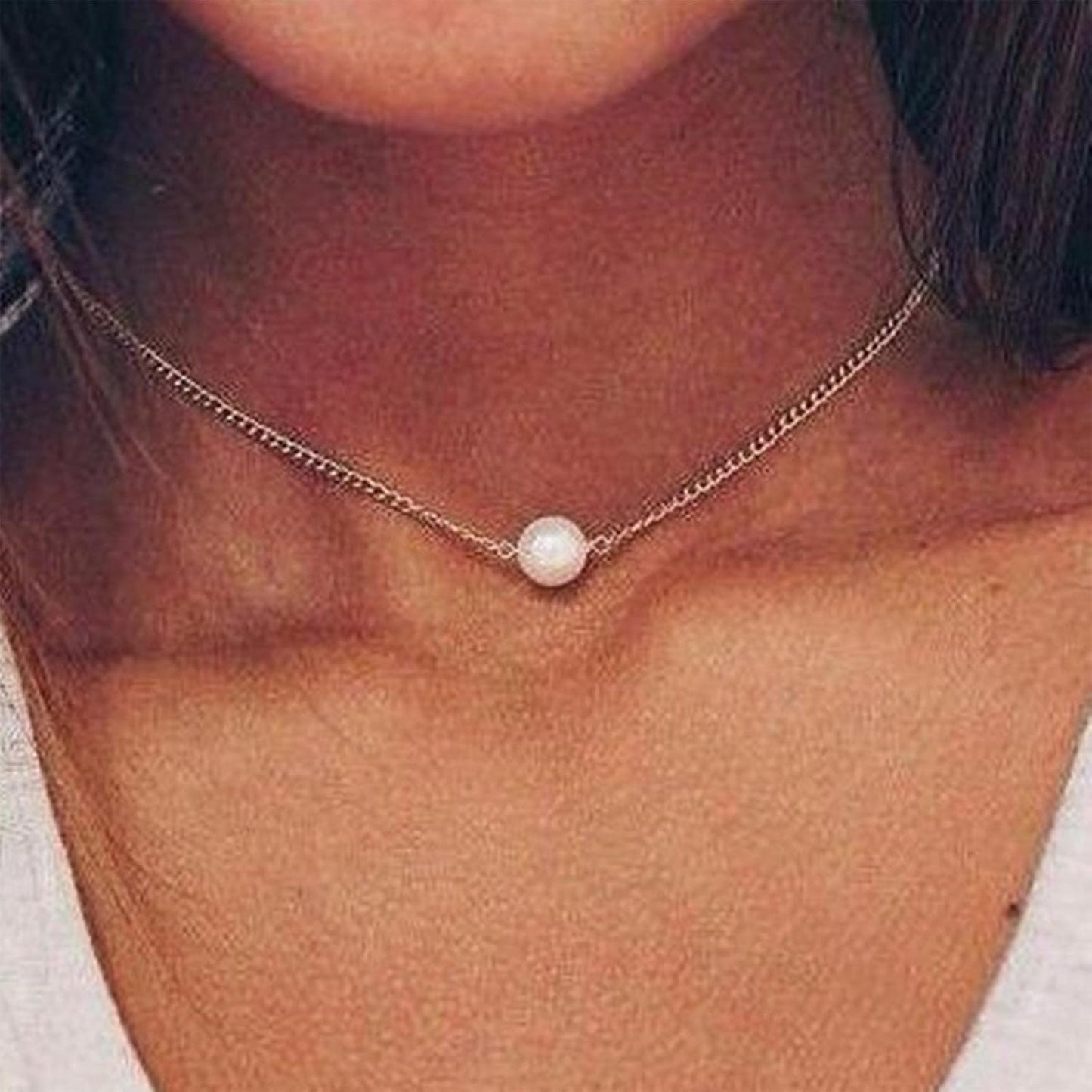 Bohemia Layered Y Lariat Choker Necklace Long Rhinestone Tennis Chain Necklace Floating Pearl Choker Necklace Gold Y Drop Necklace Chain Jewelry for Women and Girls