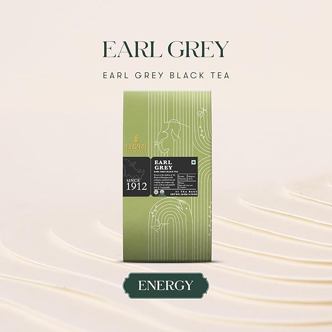 Luxmi Estates Garo Hills Earl Grey Tea 25 Tea Bags (50g) Pack | Certified Organic Black Tea