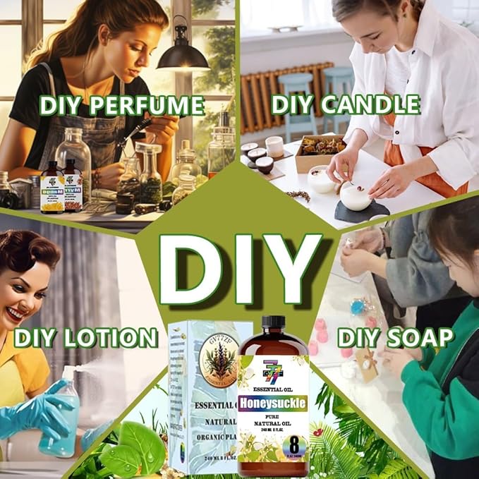 Honeysuckle Essential Oil (8 oz/240 ml) - Honeysuckle Oils Used in diffusers, humidifiers, Home Baths, Cleaning Products, Yoga, DIY Soaps and DIY Scented Candles