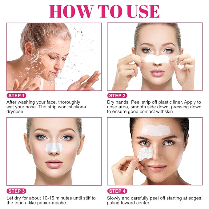 Nose Strips Blackhead Remover, 90pcs Blackhead Remover Strip with Natural Charcoal, Pore Strips Nose for Removal