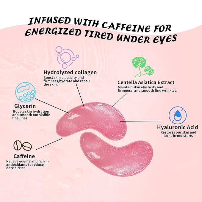 Under Eye Patches (30 Pairs), Caffeine Eye Masks for Dark Circles Puffy Eyes Undereye Bags, Collagen Eye Patches for Wrinkles and Puffiness, Skin Care Gift for Her