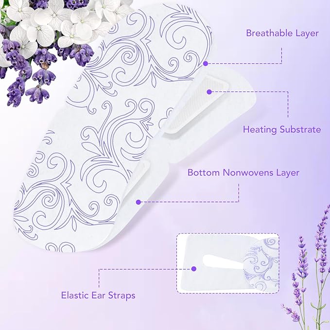 XPCARE 48 Pack Steam Eye Masks for Dry Eyes, Self Heated Steam Warm Eye Mask, Disposable Heated Eye Mask for Dark Circles, Puffy Eyes, Relief Stress Eye Fatigue（Lavender）