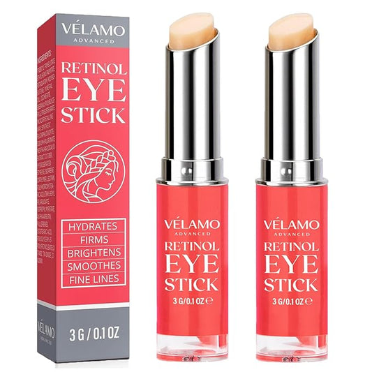 VELAMO ADVANCED Retinol Eye Stick: Retinol Under Eye Cream for Dark Circles and Puffiness with 1% Bakuchiol - Anti Aging Balm Stick Reduces Fine Lines Wrinkles Under Eye Bags in 4-8 Weeks - 2 Packs