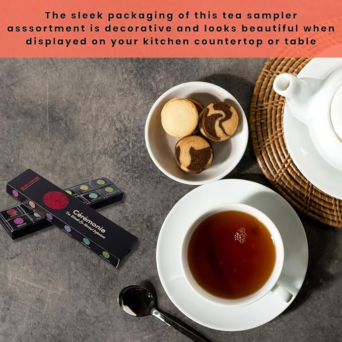Ceremonie Tea Herbal Variety Pack - Kosher Set - Assorted Sampler With 12 Individually Wrapped Silky Mesh Herbal Bags - Single Serve Pouches
