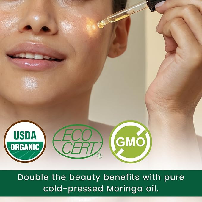 Organic Moringa Oil, Cold Pressed, Extra Virgin, 100% Pure, Food Grade