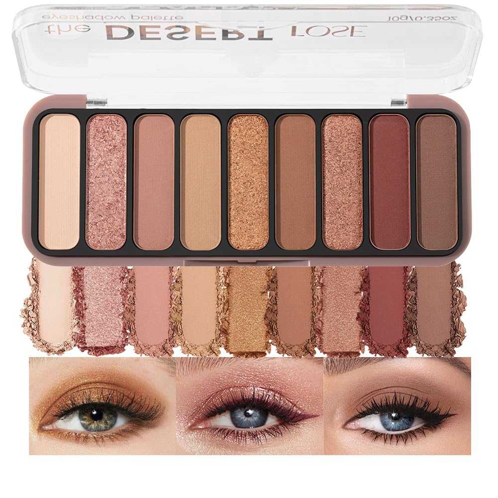 Neutral Nude Brown Eyeshadow Palette Makeup,9-Color Matte Eye shadow & Shimmer Eyeshadow Palette,Long-Lasting Waterproof Eye shadow,Versatile Eye Makeup Looks,Vegan, Cruelty-Free.