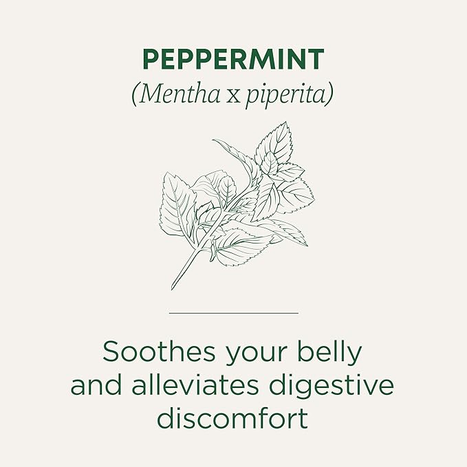 Traditional Medicinals Tea, Organic Peppermint, Soothes Your Belly, Refreshing & Minty, 16 Tea Bags