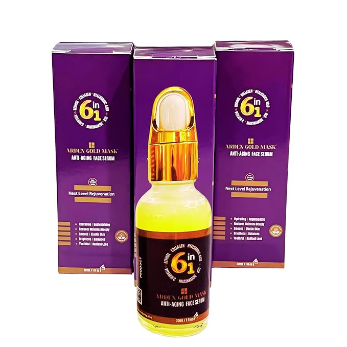 Anti-Aging Face Serum | 6-in-1 Facial Serum for Women | Hydrating, Brightening & Glowing Skin with Retinol, Hyaluronic Acid, Vitamin C & Collagen – Reduces Wrinkles & Fine Lines – 30ml