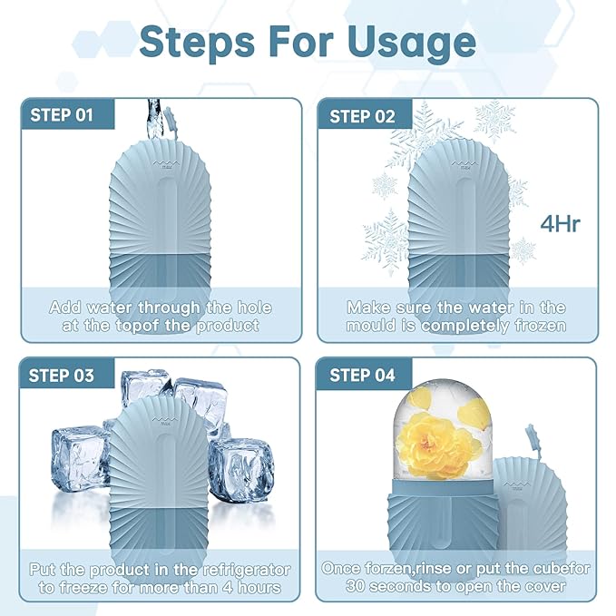 Ice Face Roller, Ice Cube Roller for Face，Facial Beauty Ice Roller Skin Care Tools,De-Puff Eye Bags, Reduce Migraine Pain（Blue）