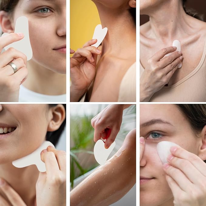 Earth & I Gua Sha Facial Tools, Guasha Tool for Face, Face Massager Tool Skin Care Tools for Face, Jawline Shaper Lymphatic Drainage Massager Face Tool, Face Sculping Tool, 2 Piece