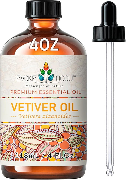 EVOKE OCCU Vetiver Essential Oil for Skin, DIY Candle Soap Making - 4 FL Oz