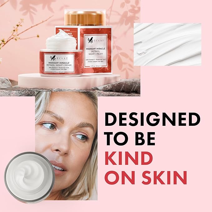 Eclat Skincare Retinol Night Cream – 2.5% Retinol & Hyaluronic Acid Face Moisturizer for Wrinkles, Fine Lines & Hydration – Firming Anti Aging Cream for Smooth, Radiant Skin 1.7 fl oz