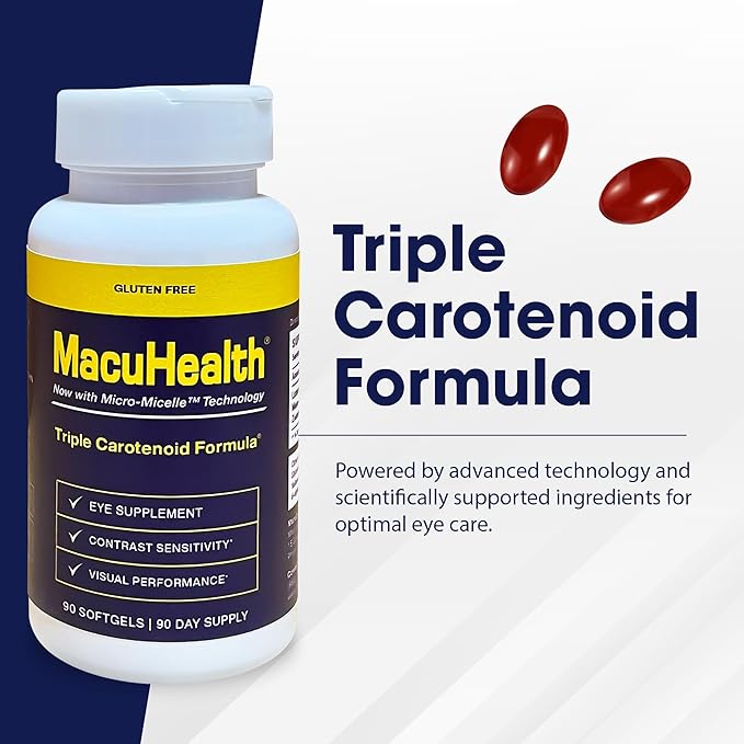 Macuhealth Triple Carotenoid Formula - Eye Vitamins for Adults - 90 Softgels, 3 Month Supply