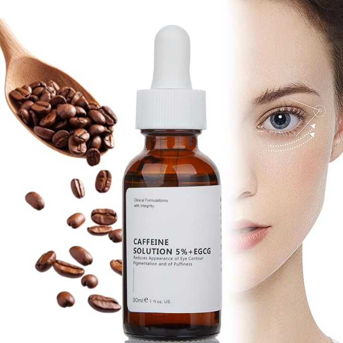 Caffeine Solution 5% + EGCG For Dark Circles & Puffiness, 30ML Anti Aging Under Eye Serum For Eye Bags, Fine Lines, Moisturizing Caffeine Solution.