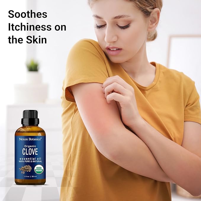 Organic Clove Essential Oil 30 ml - Pure, Natural, Undiluted for Toothache, Sore Muscles, Skin & Hair Care - Soothing Clove Bud Essential Oil - Nexon Botanics