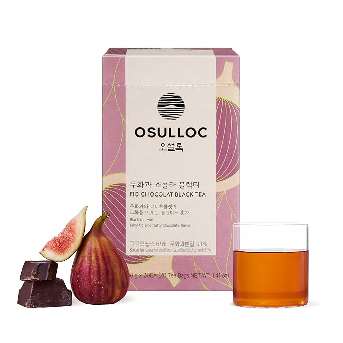 Osulloc Fig Chocolat Black Tea (Juicy Fig & Chocolate flavor), Fruit Tea Blend, Premium Tea bags from Jeju Isalnd, 20 tea bags,1.41 oz