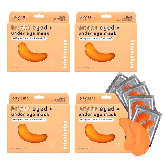 SpaLife Beauty Bright Eyed Undereye Masks – Hydrogel Eye Patches for Dark Circles, Puffiness, & Dullness with Vitamin E, Green Tea – 2-in-1 Skincare – 32 Pairs