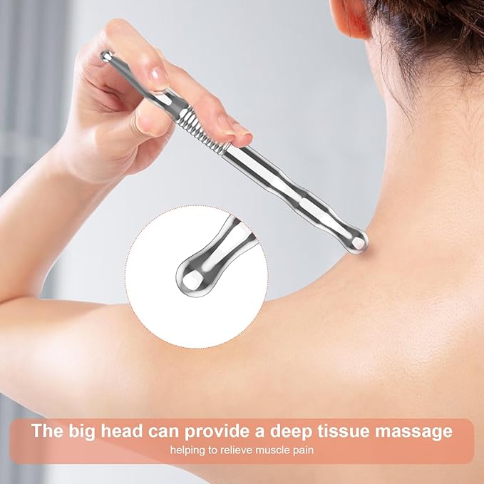 Stainless Steel Gua Sha Tool & Acupuncture Pen - Deep Tissue & Trigger Point Massage Therapy - Full Body Self-Massage Acupressure Bar