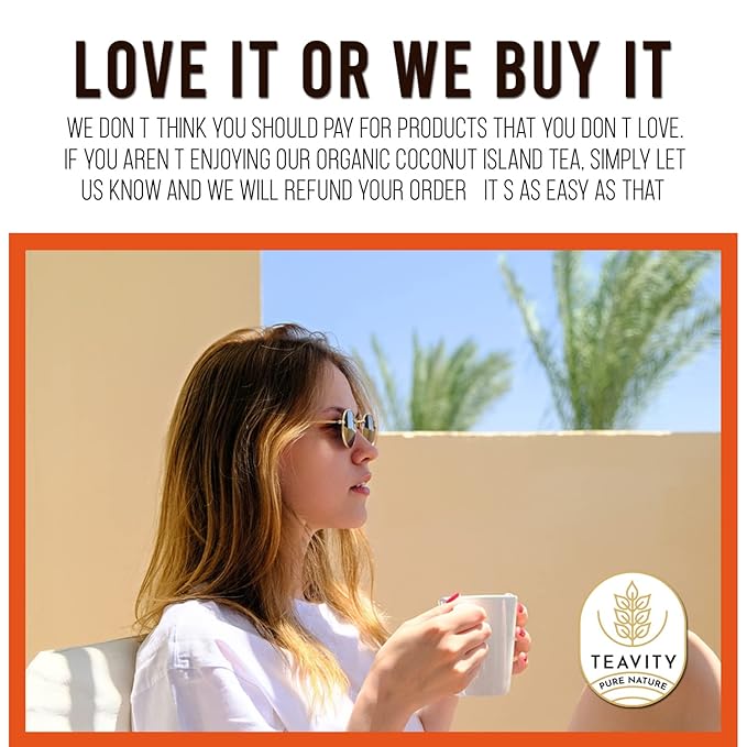 TEAVITY Organic Coconut Island Tea Pods | Recyclable Single-Serve Tea Pods Compatible with Keurig K-Cup 2.0 Brewers | Certified USDA Organic | 36 Count (Pack of 1)