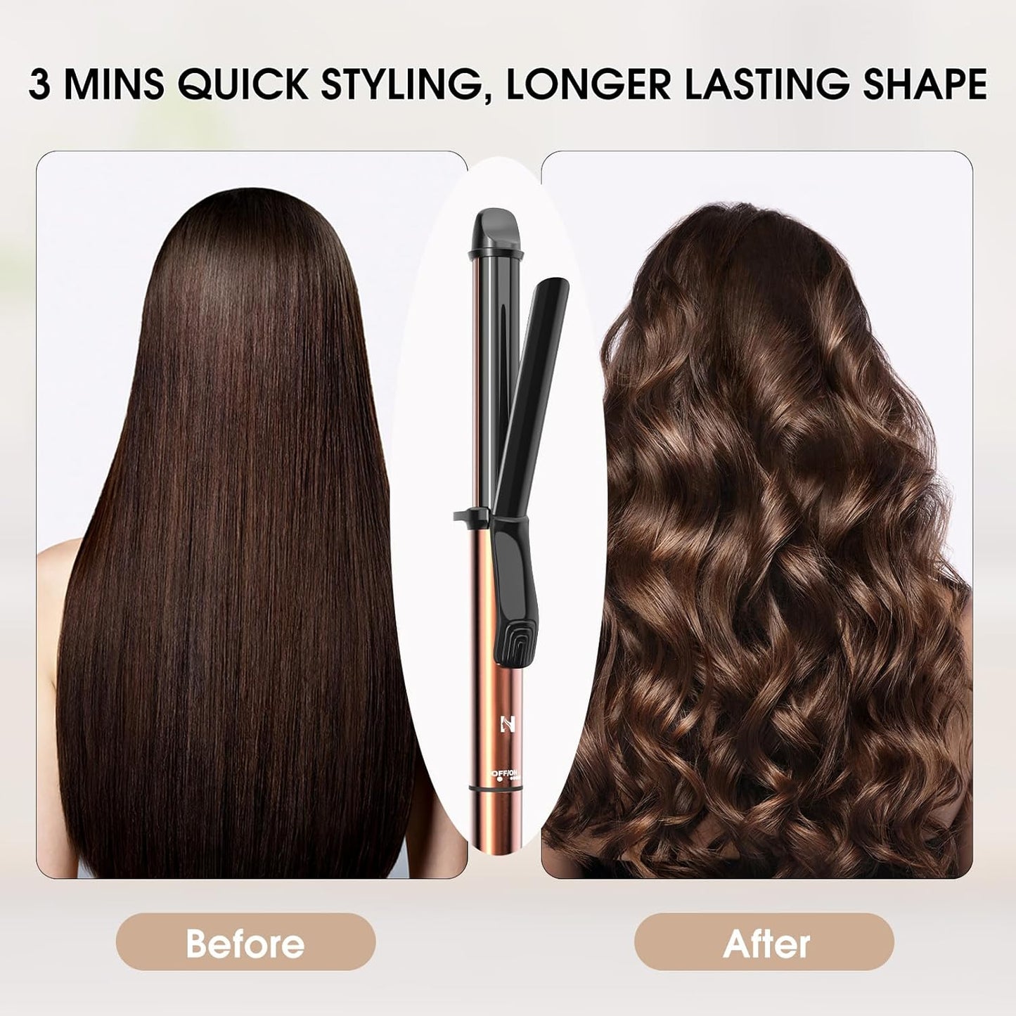 Nicebay Curling Iron, 1 Inch Hair Curling Wand with Ceramic Coating, Professional Hair Curler, Fast Heating up to 430°F, 60 Mins Auto Off, Suit for Different Hairstyle, Gold