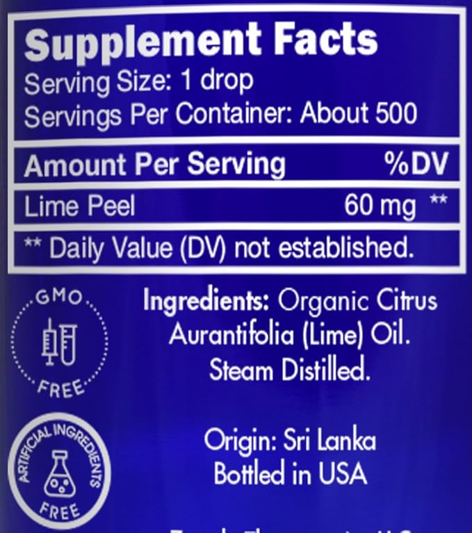 Organic, Lime Essential Oil, Food Grade, for Cooking – 100% Pure, Lime Oil, by Zongle Therapeutics, 1 OZ