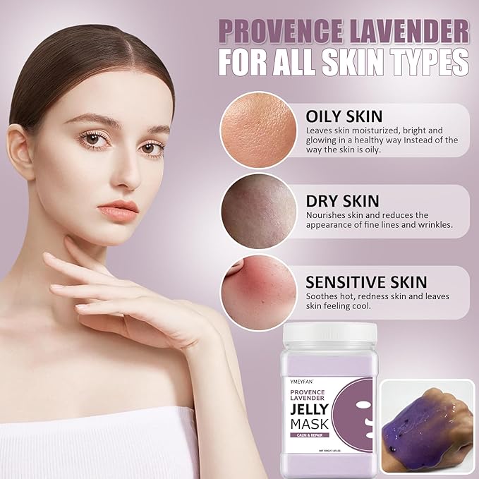 Jelly Mask for Facials Professional - Lavender Jelly Mask Powder, Gentle Soothes Face Skin Care for Facial Peel Off Vajacial Mask, Esthetician Supplies, Natural Ingredients Unscent