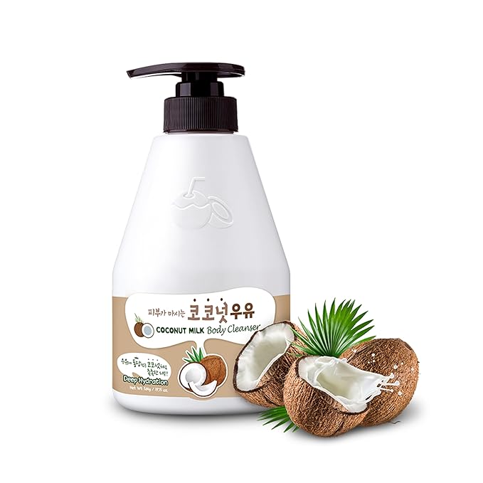 WELCOS Kwailnara Coconut Milk Body Lotion & Body Wash Set – Moisturizing & Revitalizing Korean Skincare Bundle with Coconut Milk Extract, 560g / 19.75oz Each