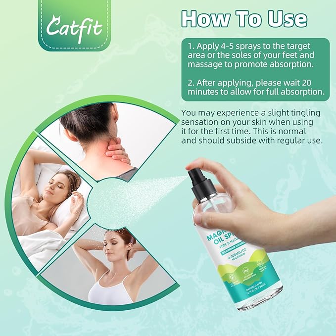 Magnesium Oil Spray - Pure & Natural Magnesium chloride Oil High Potency Trace Minerals - Topical Magnesium Spray for Feet and Sleep, Soothing Muscles, Mood Support - High Absorption - 390ml(13.19 Oz)