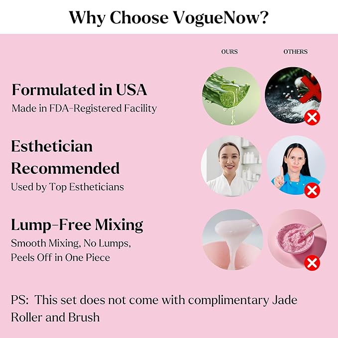 VogueNow Premium Jelly Face Mask for Facials - Bulgarian Rose, 24K Gold, Lavender & Hyaluronic Acid (Pack of 4) - Hydrating, Brightening & Nourishing Jelly Mask | Vajacial | 92 Oz Face Mask Skin Care