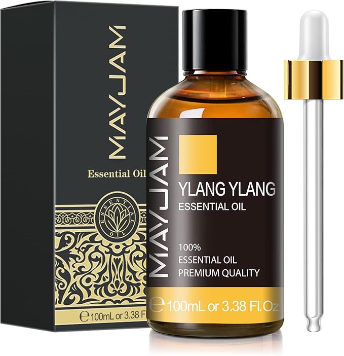 Ylang Ylang Essential Oil, MAYJAM 3.38FL.OZ Premium Quality Essential Oils for Diffusers for Home, 100ML Ylang Ylang Oil Scented Oil, Great for DIY Soap Candle Making