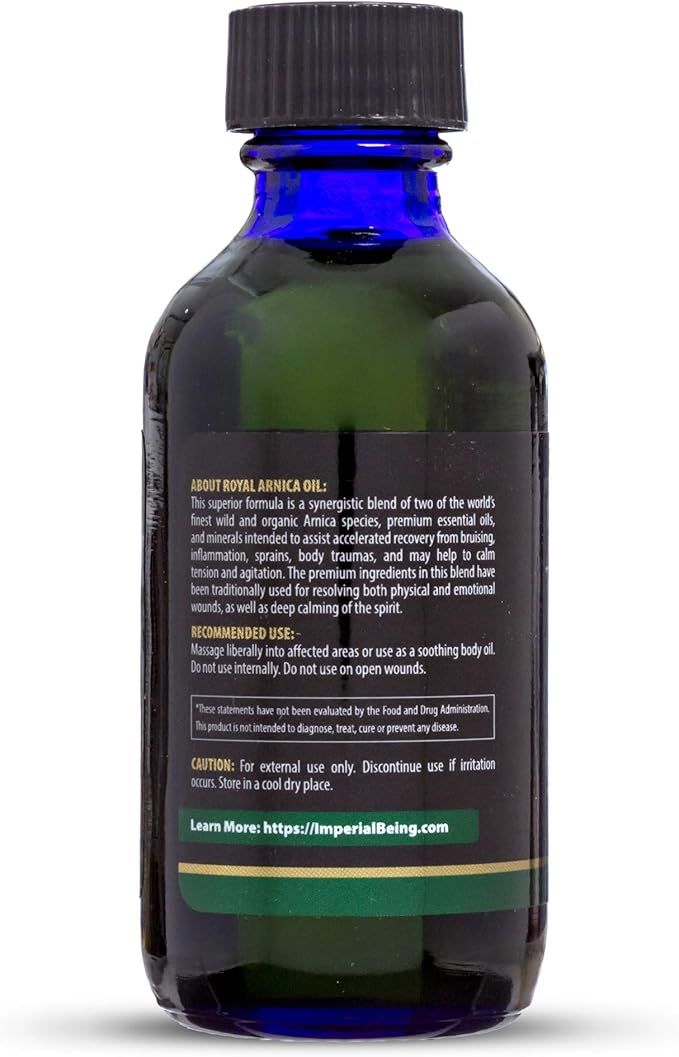 Royal Arnica Oil – Organic Herbal Blend for Muscle Recovery, Bruise Support, Joint Flexibility, Skin Vitality – Longer Lasting Than Arnica Cream or Gel – Infused with Essential Oils (2oz)