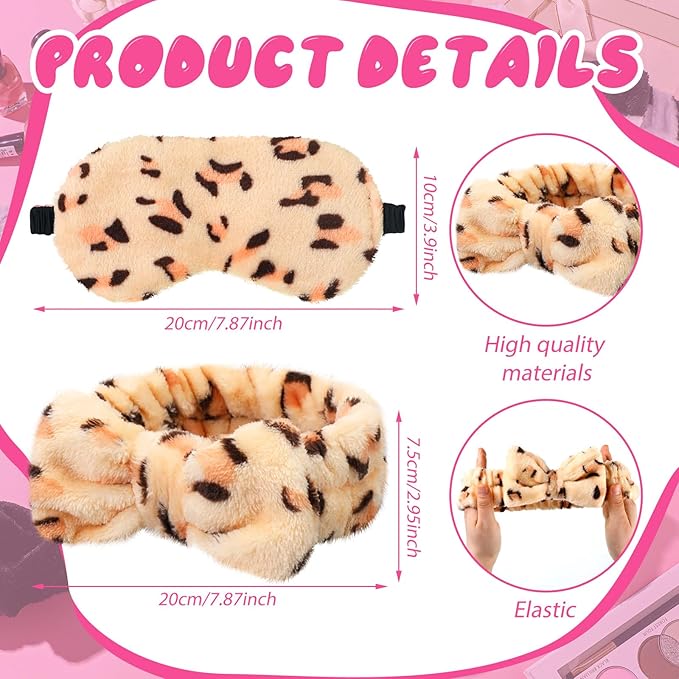 Kajaia 12 Pcs Sleepover Party Favors for Woman Plush Sleep Eye Mask Soft Spa Headband for Spa Birthday Bachelorette Slumber Party Supplies(Cute)