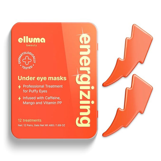 Under Eye Patches 12 Pairs of Themed Hydrogel Eye Gel Pads - For Puffy Eyes and Dark Circles, Under Eye Bags, Wrinkles - Energizing Set with Caffeine