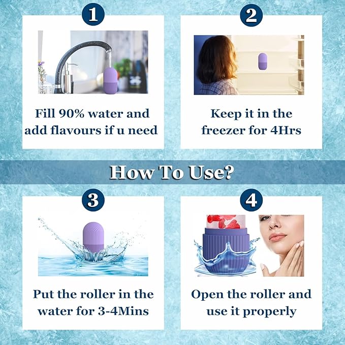 Ice Roller for Face, Eyes & Neck – Reusable Silicone Ice Mold for De-Puffing, Skin Care & Facial Massage (Pink)