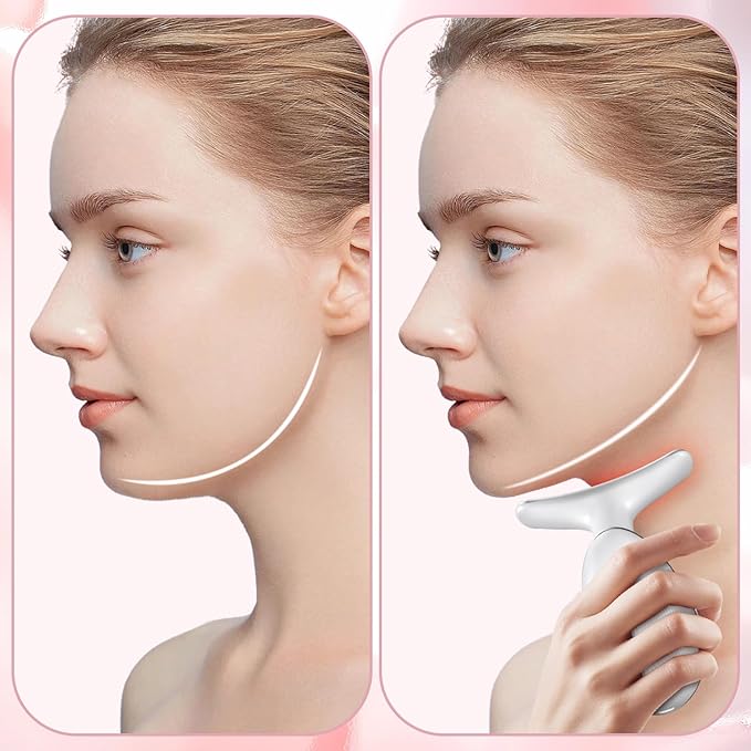 Neck Facial Massager, Light Face Neck Massager for Skin Care, Multifunctional Facial Skincare Tools with Vibration, at Home