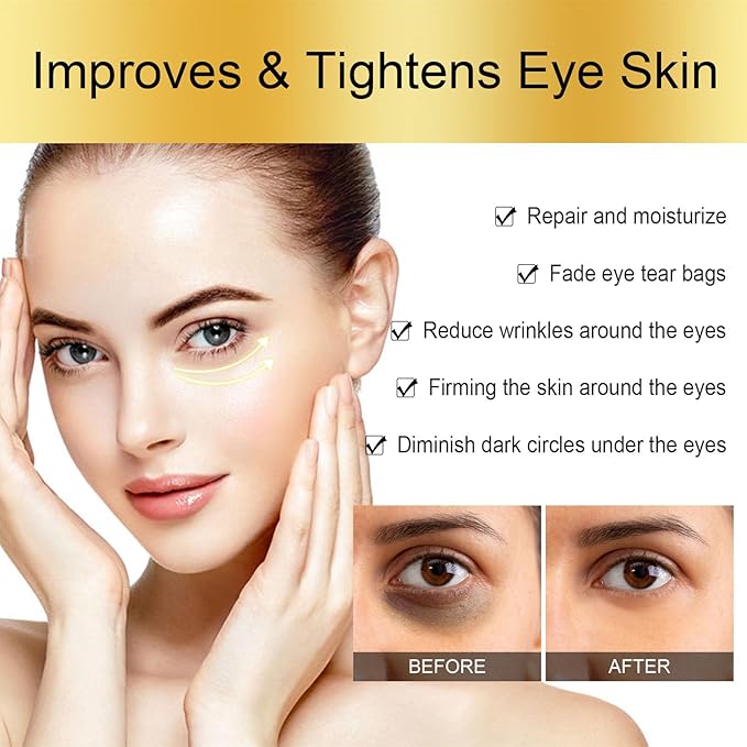 Collagen Eye Cream Anti Aging, Eye Cream with Roller for Dark Circles and Puffiness, Reduce Fine Line, Tightening Lifting Sagging Skin Around Eyes, Hydration Nourishes Dry Skin