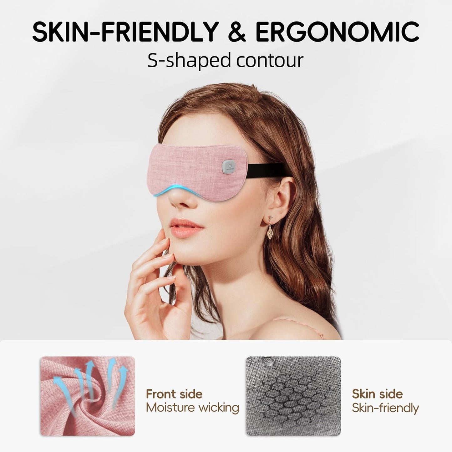 Graphene Heated Eye Mask - Cordless Warm Eye Compress for Dry Eyes with Temperature Control - Washable Eye Heating Pad for Sleep, Travel, Dark Circles, MGD, Blepharitis, Puffy Eyes