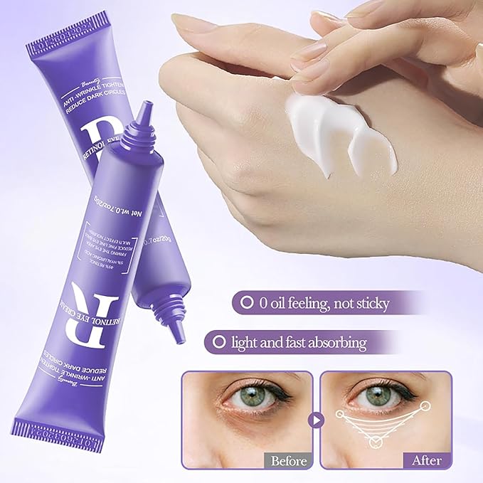 Retinol Eye Cream, Moisturizing Eye Care Daily Anti-Wrinkle Cream with 45% Retinol and 5% Hyaluronic Acid to Smooth and Moisturize Skin, Under Eye Bags, Reduce Dark Circles, Wrinkles (0.7 Ounces)