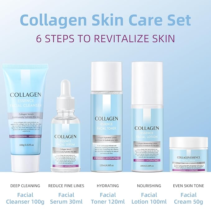 Skin Care Gift Set For Women, Valentine's Day Gifts, Anti Aging Skin Care Set With Collagen, Best Daily Hydrating Skin Care Kit, Beauty Gift Set, Skin Care Routine Kit For Women, Facial Self Care Kit