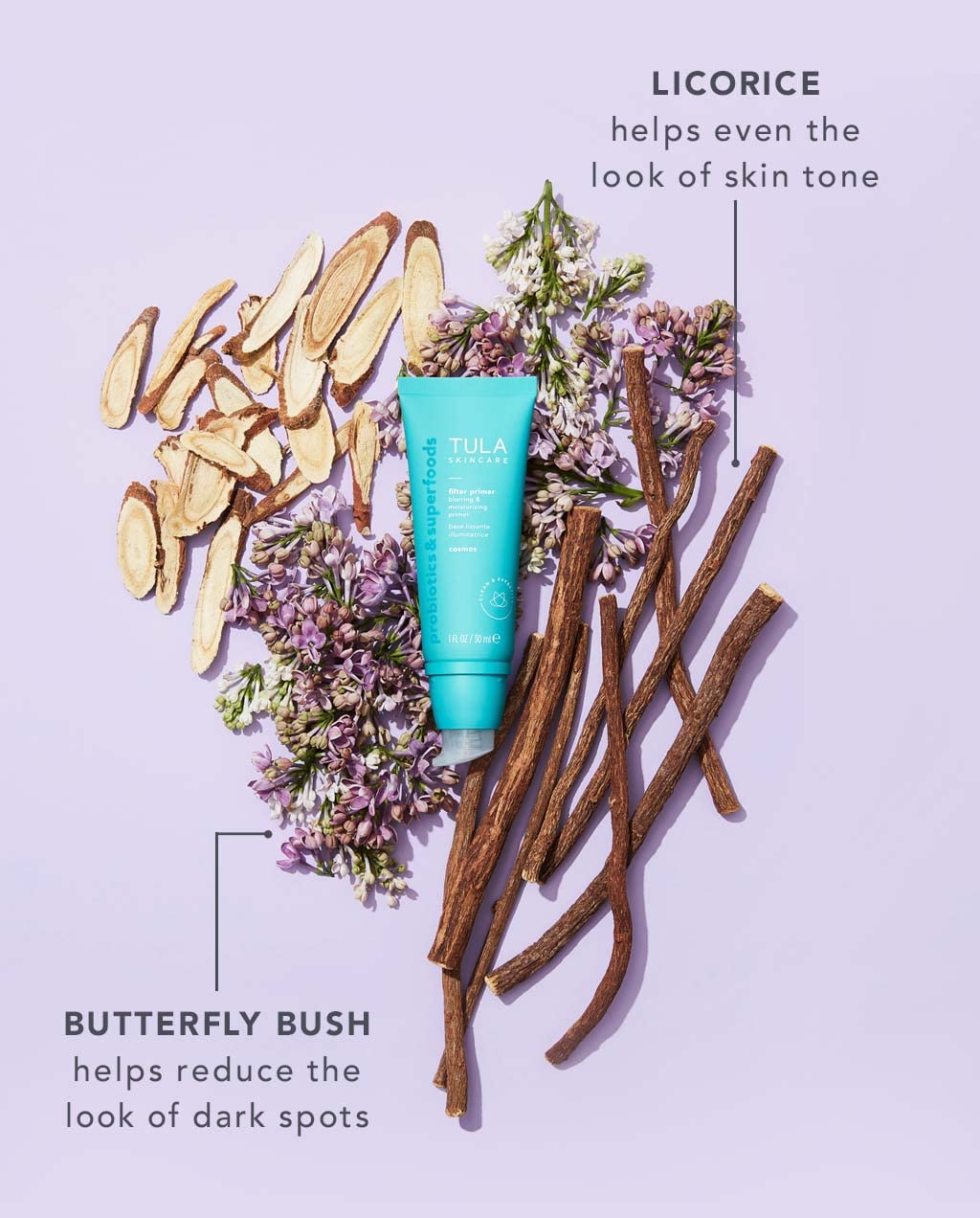 TULA Skin Care Face Filter Blurring and Moisturizing Primer - Cosmos, Evens the Appearance of Skin Tone & Redness, Hydrates & Improves Makeup Wear, 1fl oz