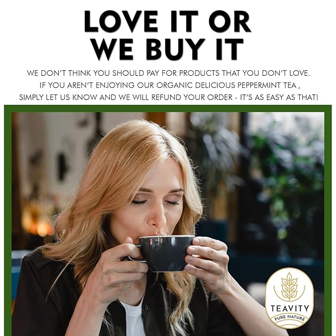 Organic Peppermint Tea Pods for Keurig - Decaf Tea by Teavity (12 Tea Pods)