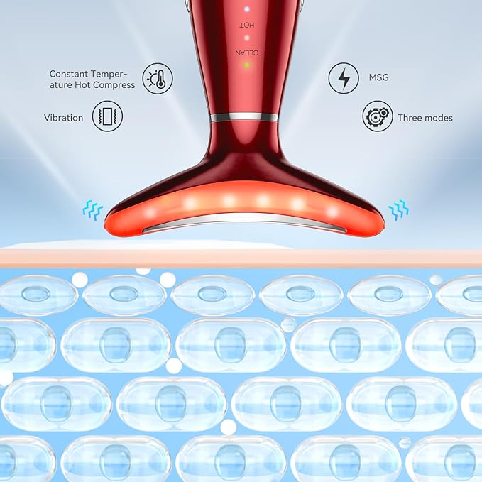 Neck Face Massager, 3-in-1 Portable Facial Massager (Red)