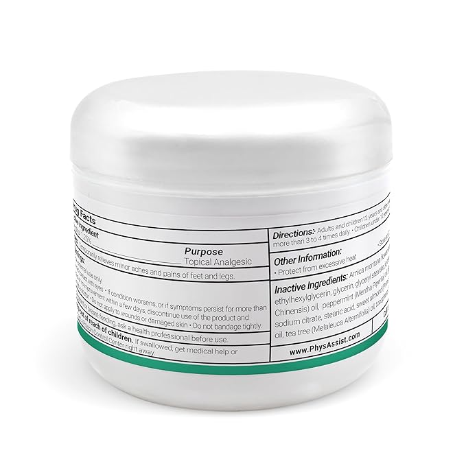 PhysAssist Soothing Foot Cream to Feet and Legs. 4 oz Jar