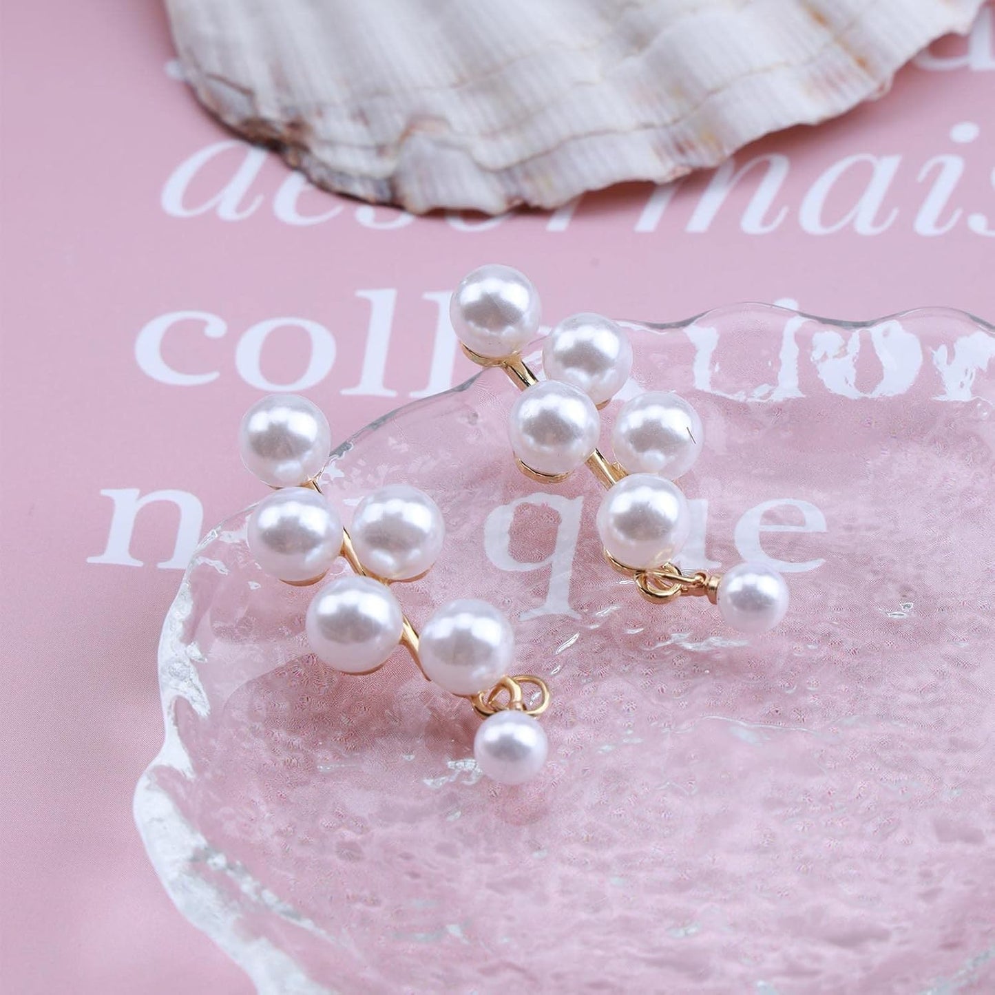 Boho Pearl Drop Earrings Long Pearl Tassel Earrings Gold Cluster Pearl Stud Earrings Bridal Pearl Earrings Wedding Earrings Jewelry for Women