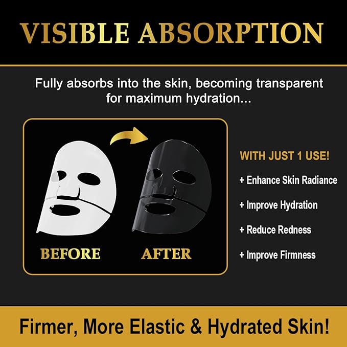 Snail Mucin Mask - Collagen Face Mask, 6 EA Face Sheet Mask with Advanced Snail Mucin Serum, Hydrating Facial Masks Skincare, Overnight Hydrogel Face Mask for Women, Korean Skin Care Glass Glow