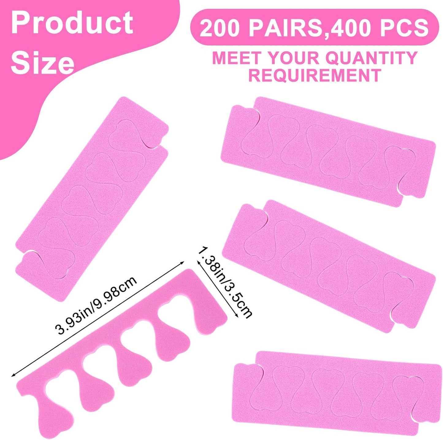400 Pcs (200 Pairs) Toe Separators Pedicure Tool Kit Soft Toe Spacers for Pedicures Spreaders Finger Dividers for Women Men Feet Nail Toenails Art Painting Polish Spa(White)