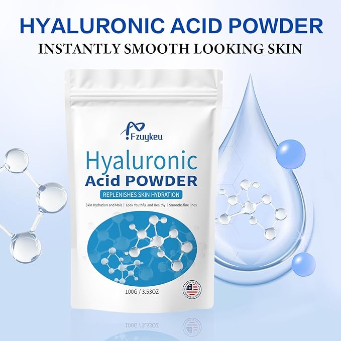 New Hyaluronic Acid Powder - Hyaluronic Acid Serum Low Molecular Weight, Vegan & Water-Soluble Pure Moisturizing for DIY Face (100g)